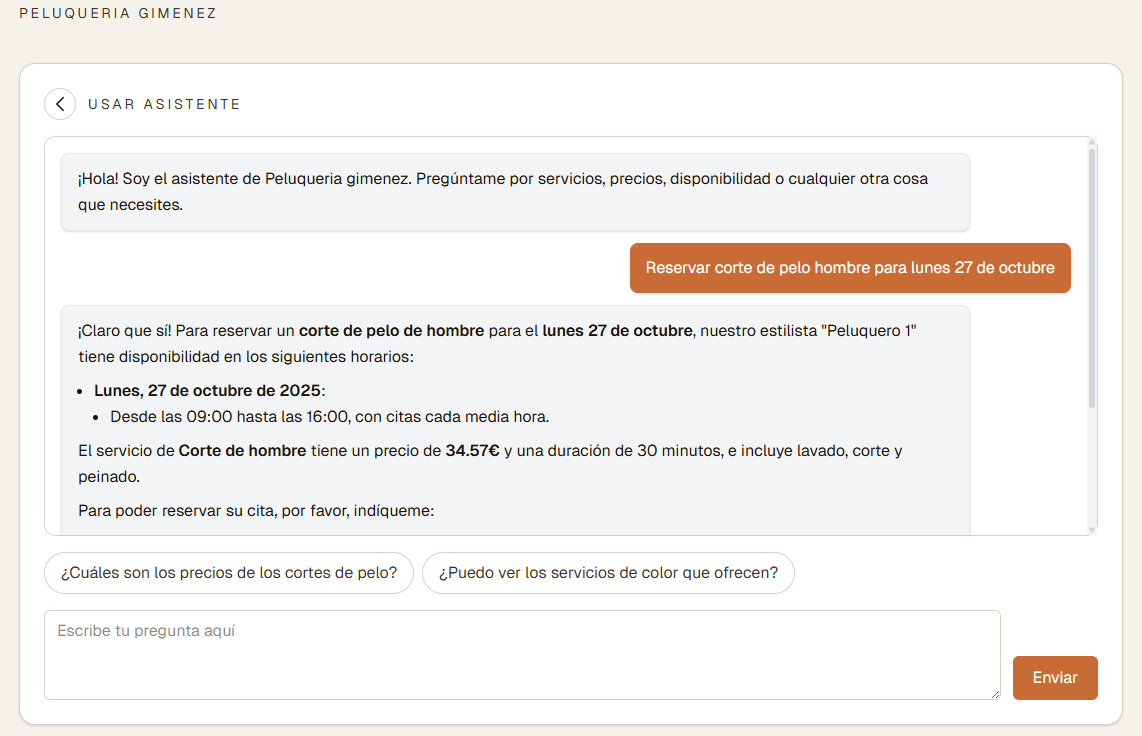 Asistente de chat - Conversación automática con clientes
